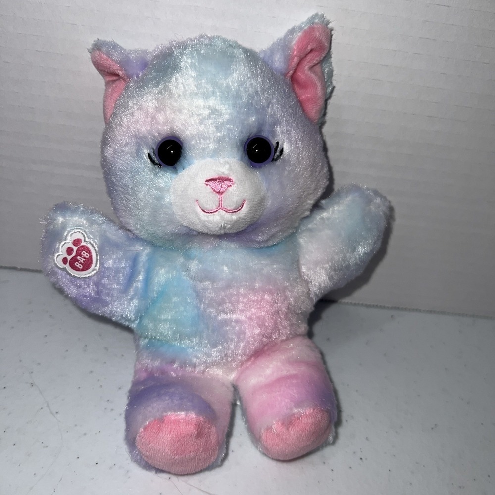 Build A Bear 7.5" Mini Beans Pastel Swirl Tie Dye Kitty Plush Stuffed BAB Summer